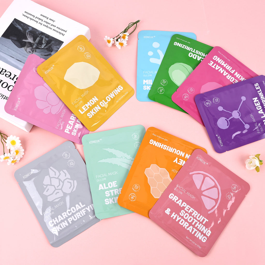 KONEUK 40 Pack Collagen Face Masks for Women Skin Care, Sheet Face Mask for Skincare, Hydrating & Moisturizing for Dry Skin, Bulk Spa Party Favors and Spa Gifts for Women