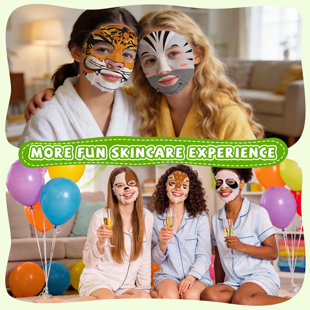 KONEUK 14 Pack Kids Face Mask Set, Cute Animal Face Masks Skincare for Kids, Spa Day Kit and Spa Party Supplies for Girls Teens, Bulk Skin Care Set for Girls