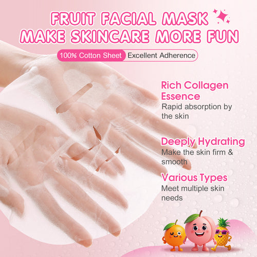 14 Pack Fruit Face Masks Skincare for Kids