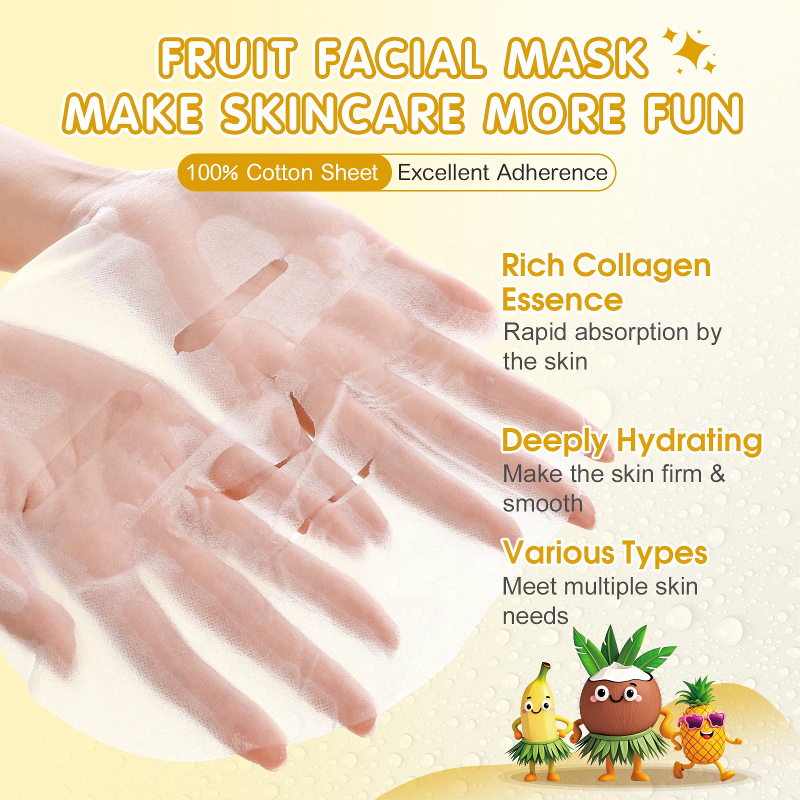 KONEUK 126 Pack Sheet Hydrating Face Masks Skincare for Women, Bulk Fruit Face Mask Skin Care for Kids, Facial Masks Set for All Skin Types, Spa Party Supplies for Girls Teens