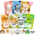 KONEUK 14 Pack Kids Face Mask Set, Cute Animal Face Masks Skincare for Kids, Spa Day Kit and Spa Party Supplies for Girls Teens, Bulk Skin Care Set for Girls