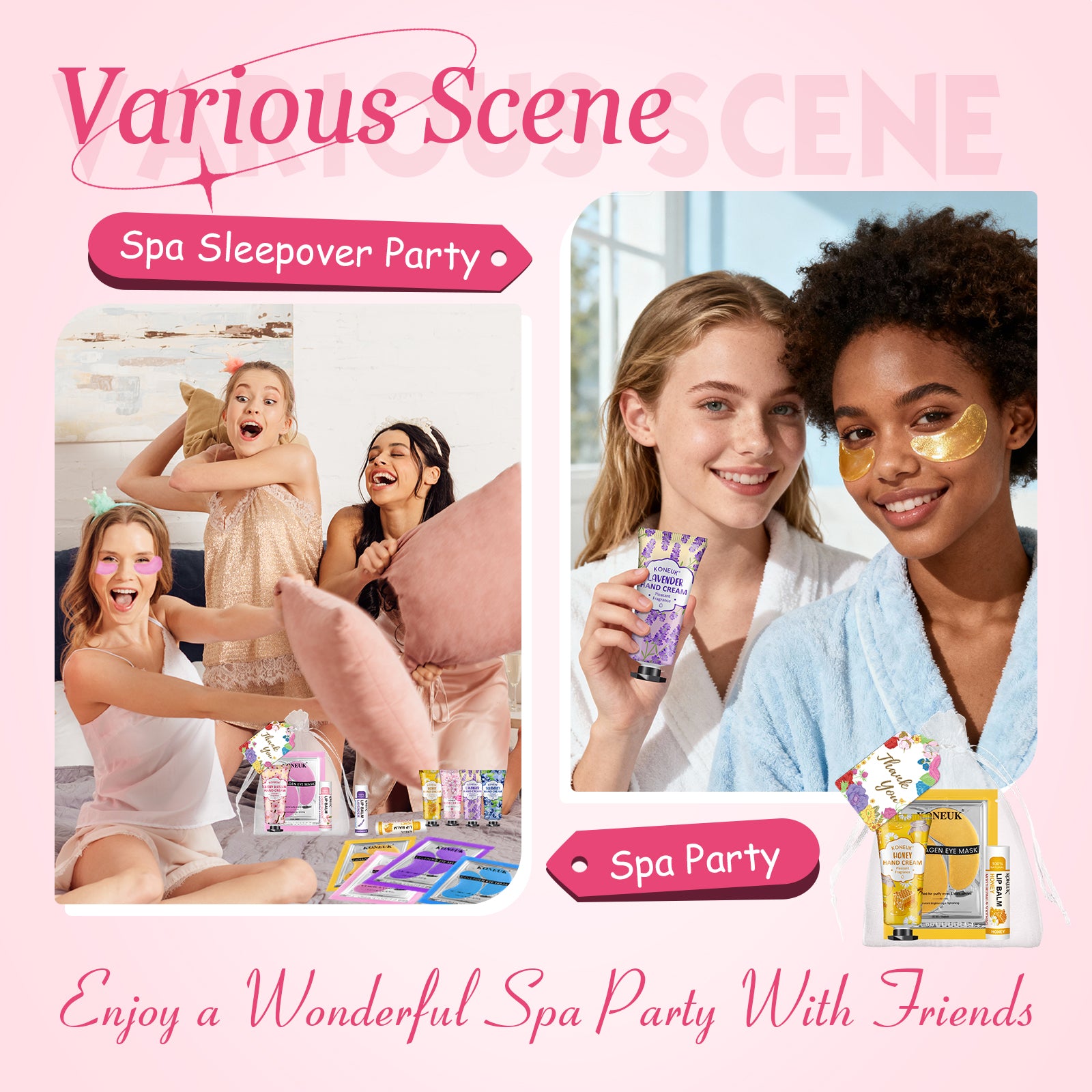 84 Pcs Bulk Gifts for Women,Teengirls, Under Eye Patches, Hand Creams Bulk & Lip Balms Bulk, Spa Party Supplies, Party Favors for Bridal Wedding, Sleepover Party, Thank You Gifts for Mom, Teacher Gift