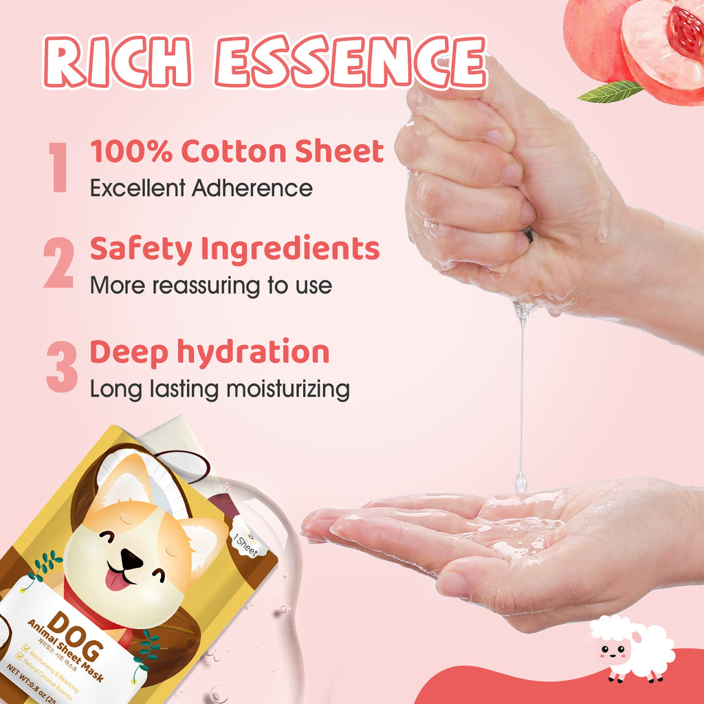 KONEUK 28 Pack Animal Collagen Face Masks for Girls, Bulk Hydrating Face Mask for Kids Teens, Skin Care for Kids, Suitable for Dry Skin, Spa Party Supplies and Birthday Gifts