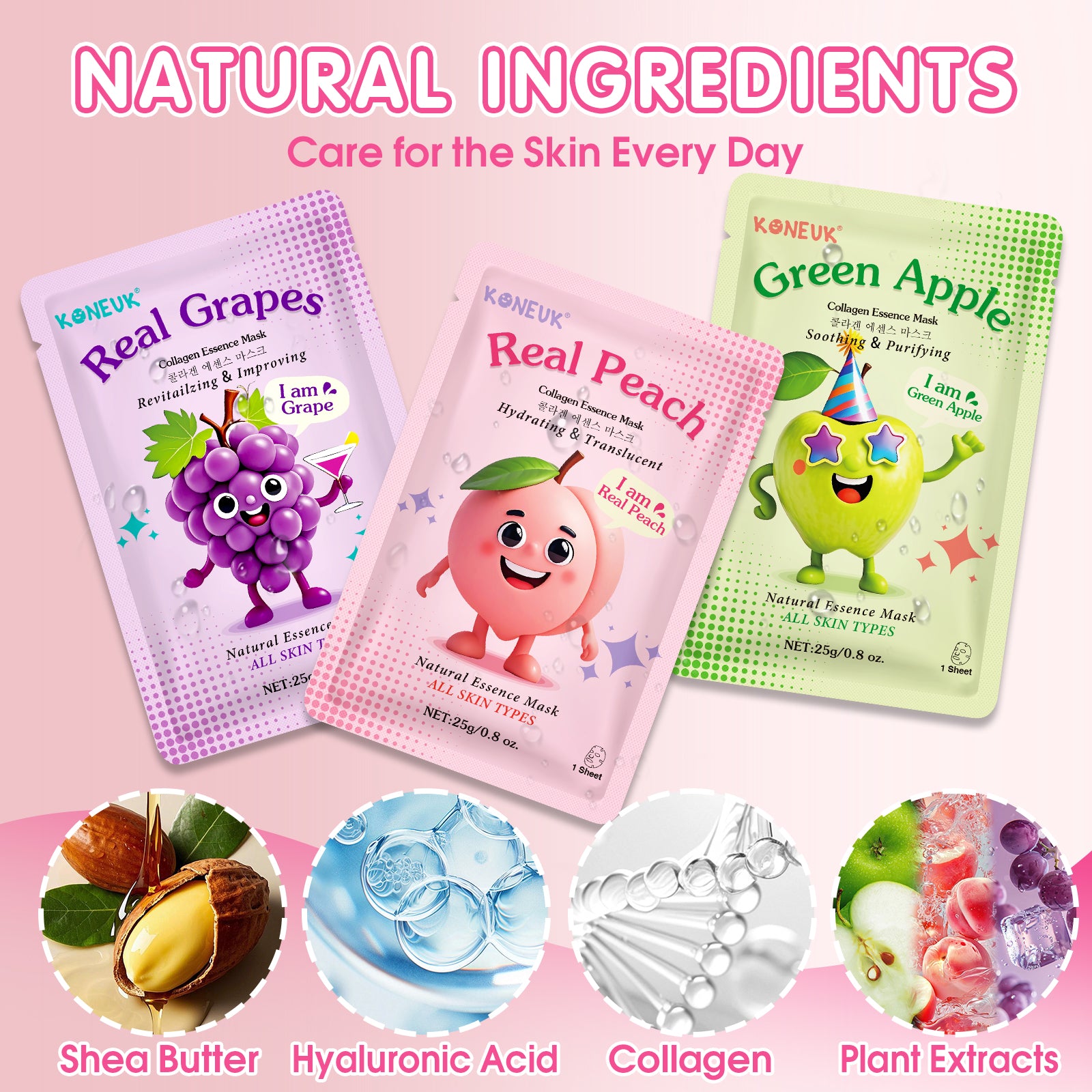 KONEUK 14 Pack Fruit Face Masks Skincare for Kids, Sheet Hydrating Facial Mask for All Skin Types, Bulk Collagen Face Mask for Women Skin Care, Birthday Party Spa Gifts for Teens Girls Visit the KONEUK Store