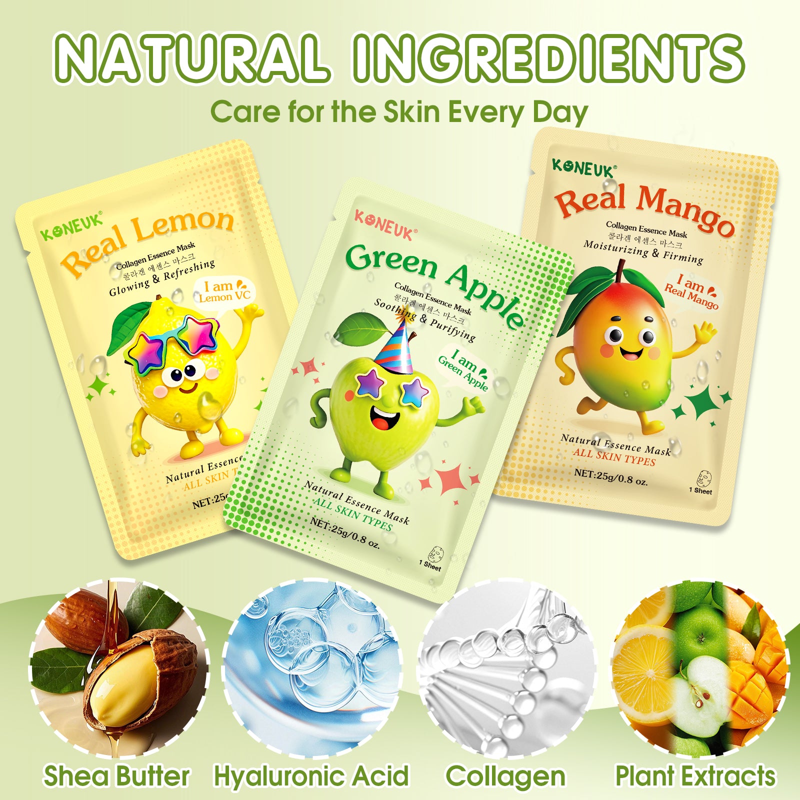 KONEUK 56 Pack Fruit Collagen Face Masks Skincare for Teens Girls, Sheet Face Mask Skin Care for Kids, Bulk Hydrating Facial Masks for Women, Face Mask Set for All Skin Types, Birthday Party Spa Gifts