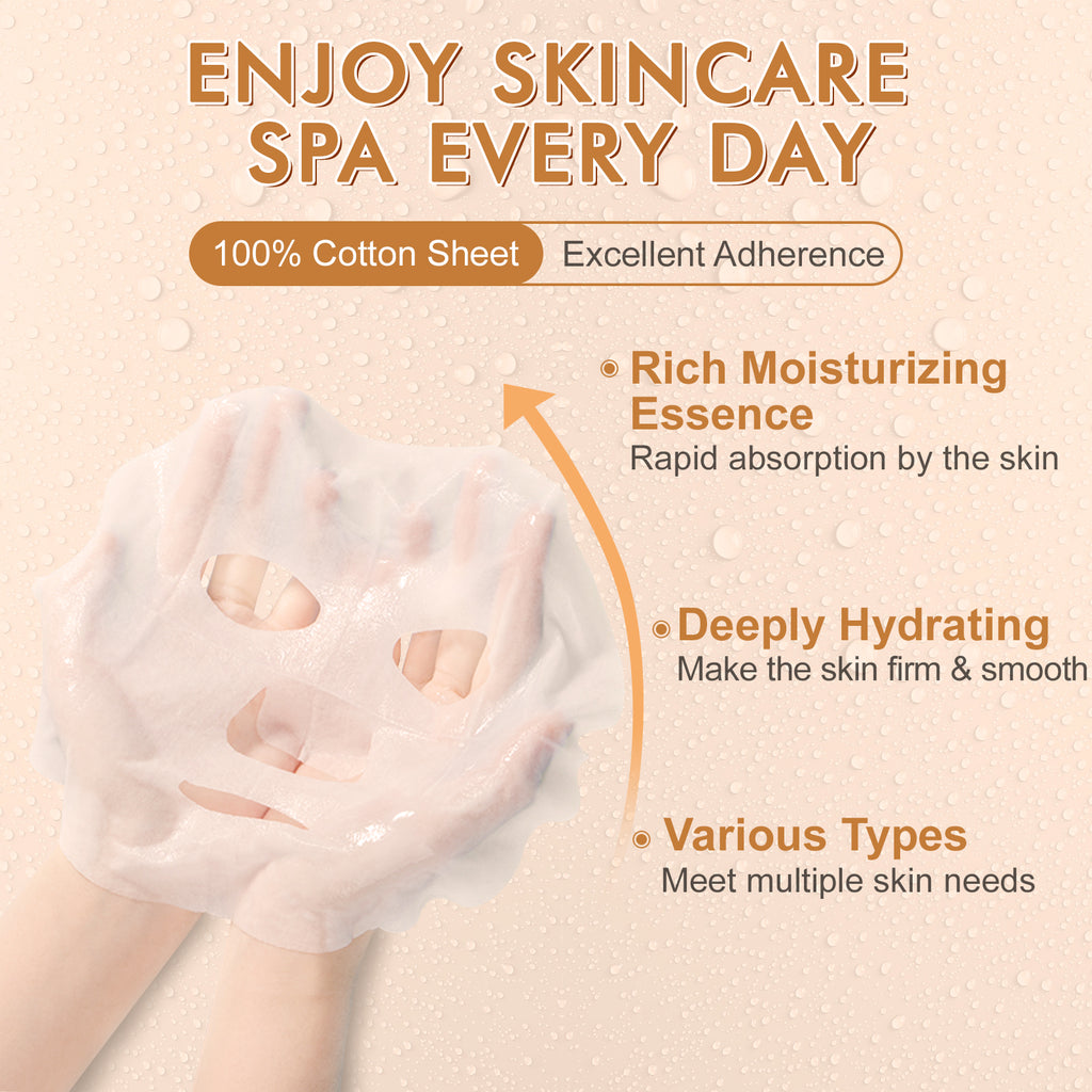 KONEUK 60 Pack Collagen Essence Face Masks Skincare for Women, Hydrating Sheet Face Masks Suitable for Dry and Sensitive Skin, Bulk Facial Masks for Women Skin Care, Face Mask Gifts Set for Spa Party