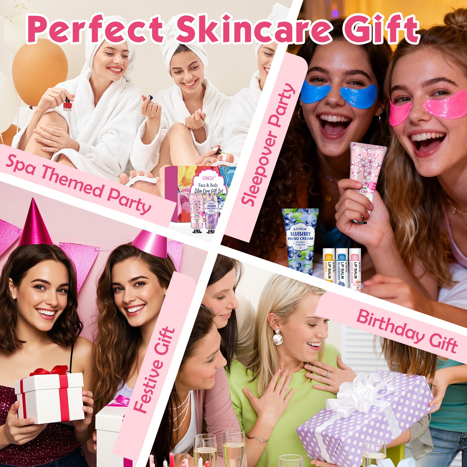 84 Pcs Bulk Gifts for Women,Teengirls, Under Eye Patches, Hand Creams Bulk & Lip Balms Bulk, Spa Party Supplies, Party Favors for Bridal Wedding, Sleepover Party, Thank You Gifts for Mom, Teacher Gift
